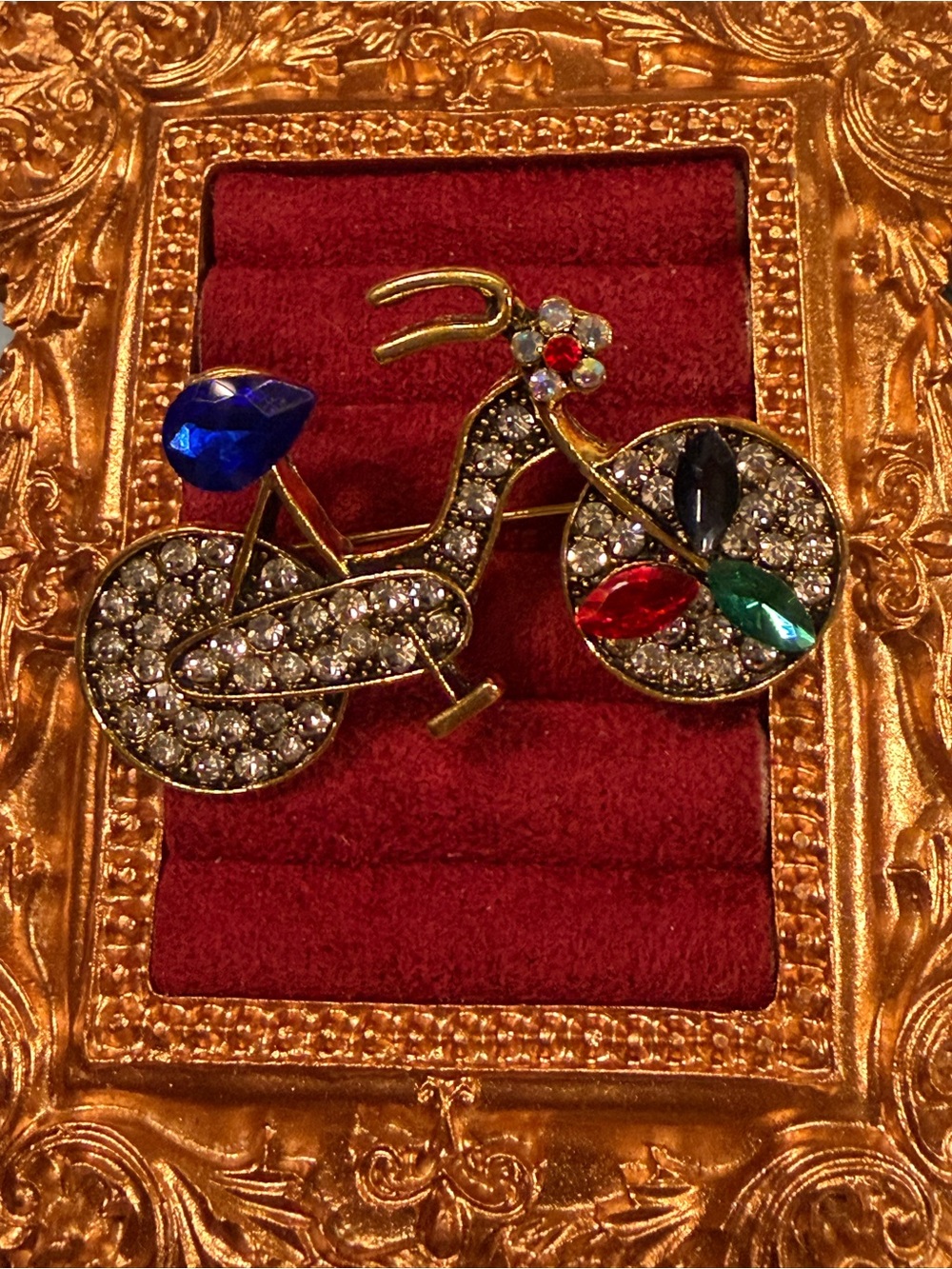 Crystal Multicolor Bicycle Bike Brooch Pin